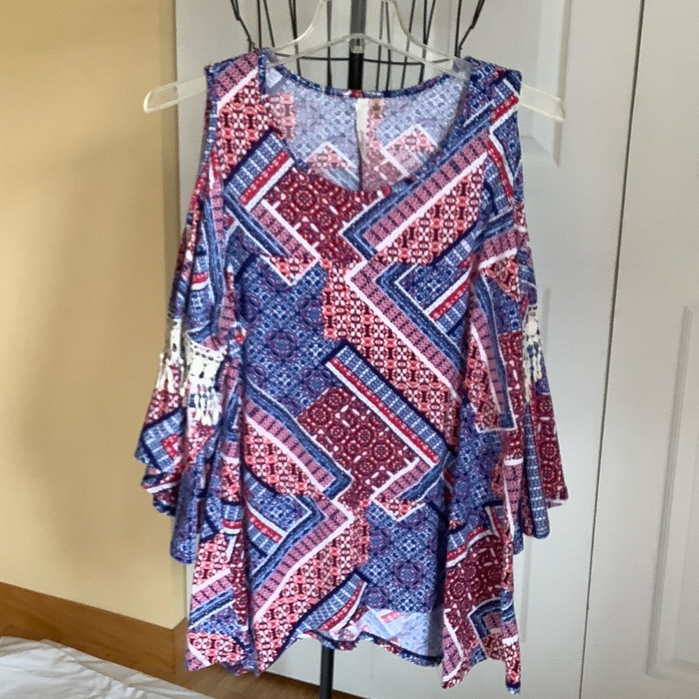 NY Collection Multicolor Geometric Blouse